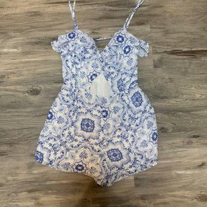 Vintage Chiffon Blue China Floral Cutout Womens